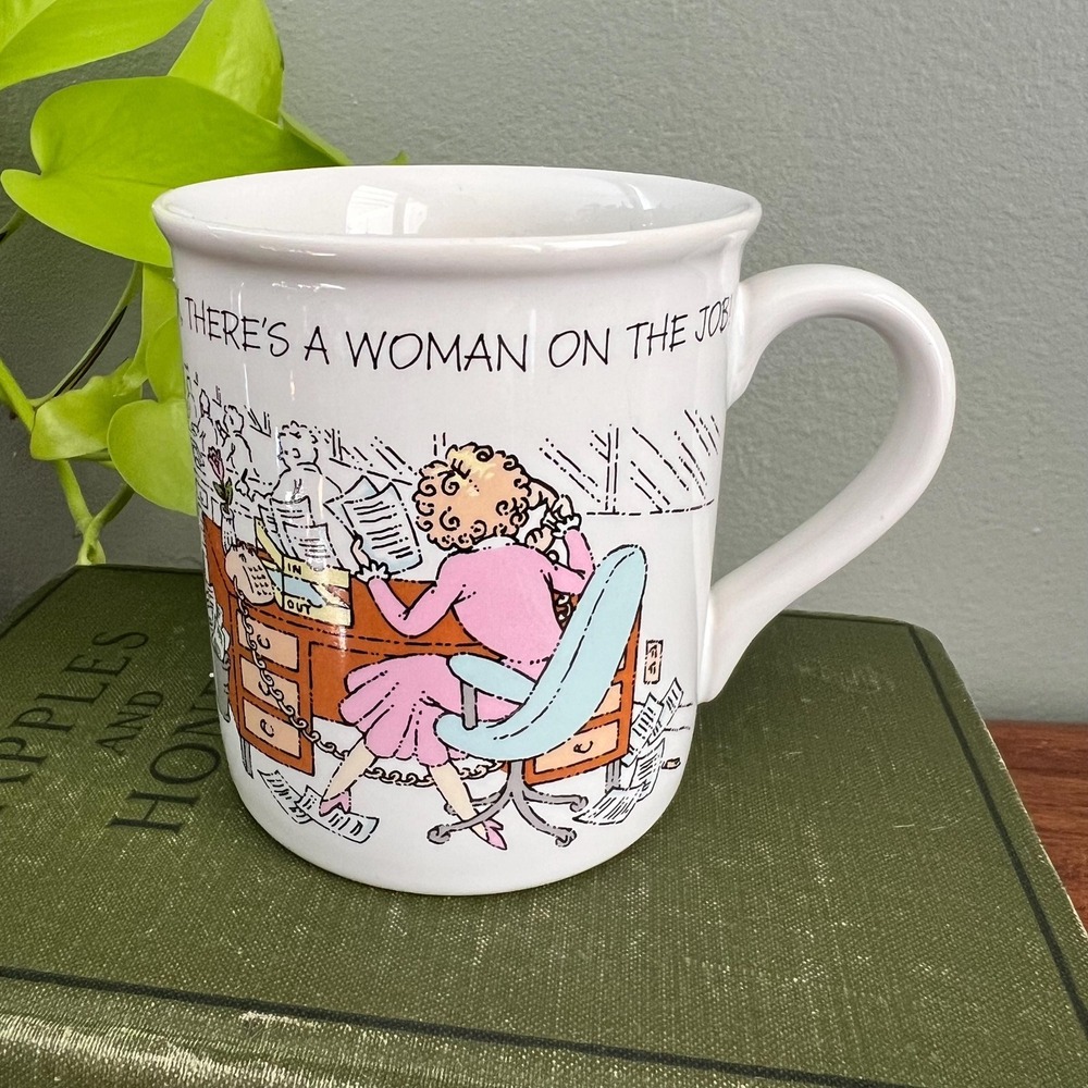 Vintage 1986 Hallmark Mug Mates Coffee Mug Theres A Woman On The Job